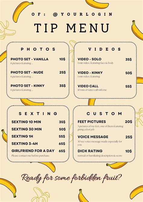 onlyfans menu prices|OnlyFans Menu: How To Set It Up, Tips and Ideas